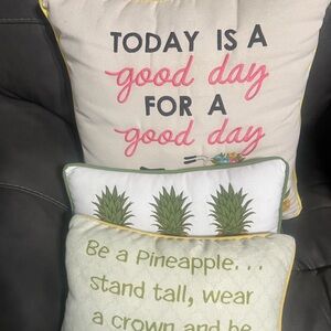 Inspirational Decorative Pillow Trio - Pink, Green, White
